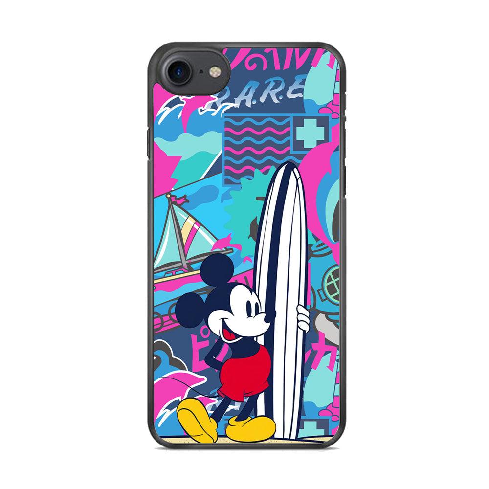 Mickey Surf Board iPhone 7 Case-Rubber Black (2D Case)-Oxvistore