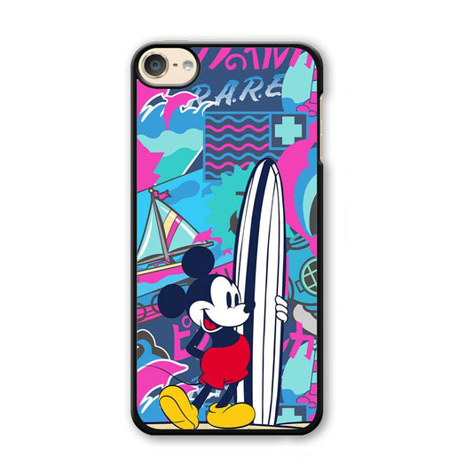 Mickey Surf Board iPod Touch 6 Case-Plastic Black (2D Case)-Oxvistore