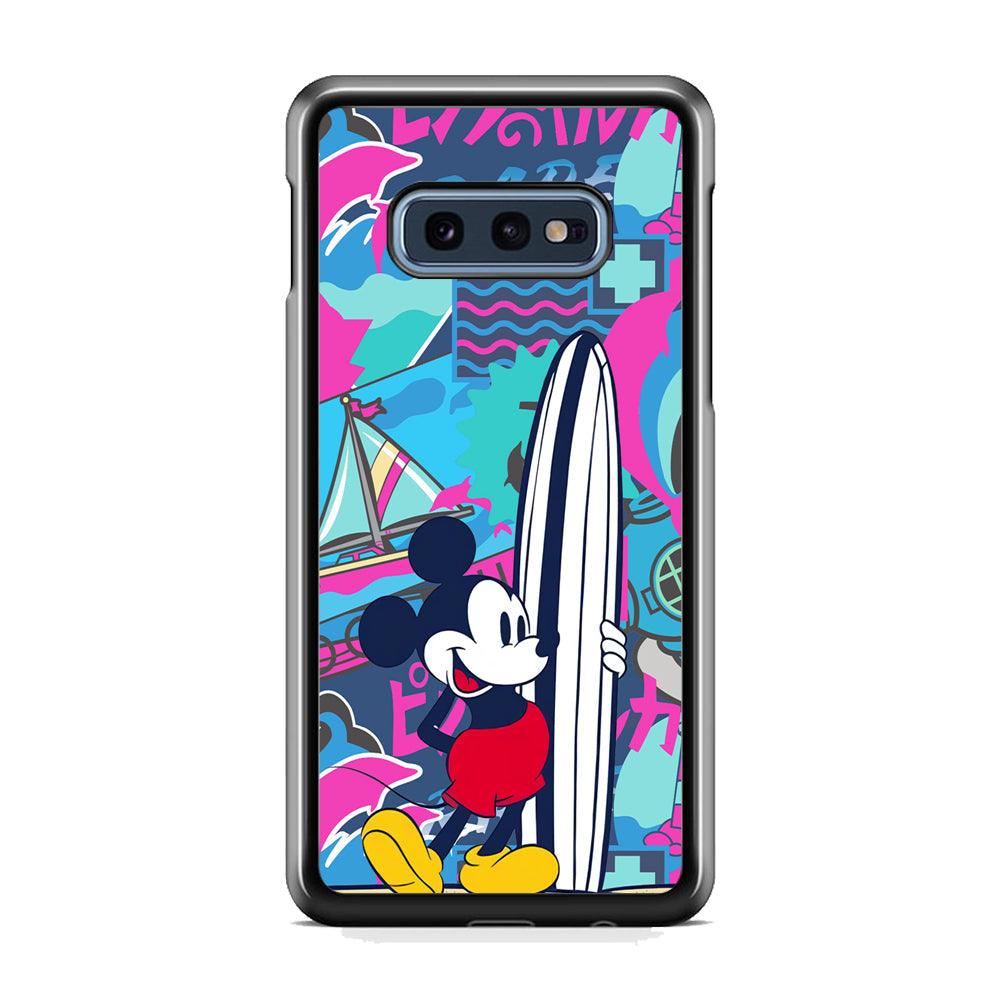 Mickey Surf Board Samsung Galaxy S10E Case-Rubber Black (2D Case)-Oxvistore