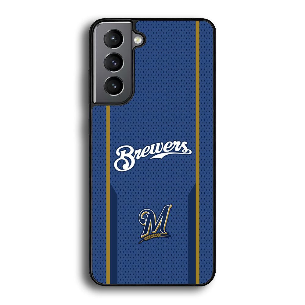 Milwaukee Brewers Golden Pillar Samsung Galaxy S22 Case-Rubber Black (2D Case)-Oxvistore