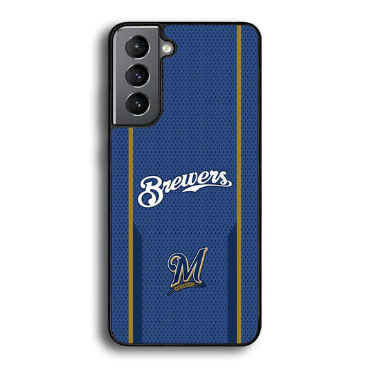 Milwaukee Brewers Golden Pillar Samsung Galaxy S22 Case-Rubber Black (2D Case)-Oxvistore