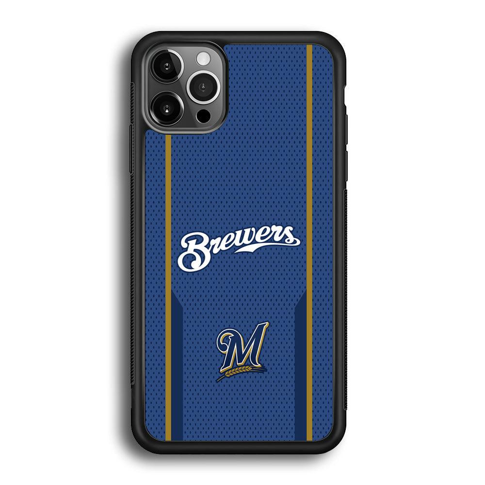 Milwaukee Brewers Golden Pillar iPhone 12 Pro Case-Rubber Black (2D Case)-Oxvistore