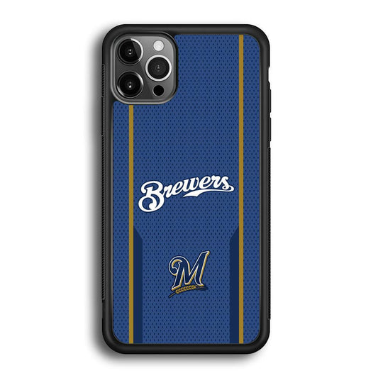 Milwaukee Brewers Golden Pillar iPhone 12 Pro Case-Rubber Black (2D Case)-Oxvistore