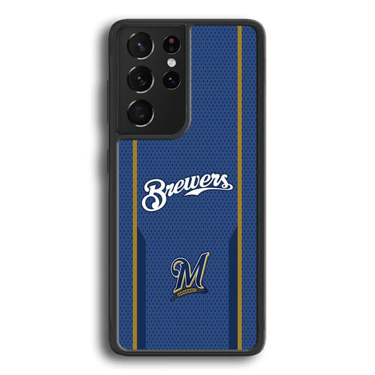 Milwaukee Brewers Golden Pillar Samsung Galaxy S22 Ultra Case-Rubber Black (2D Case)-Oxvistore