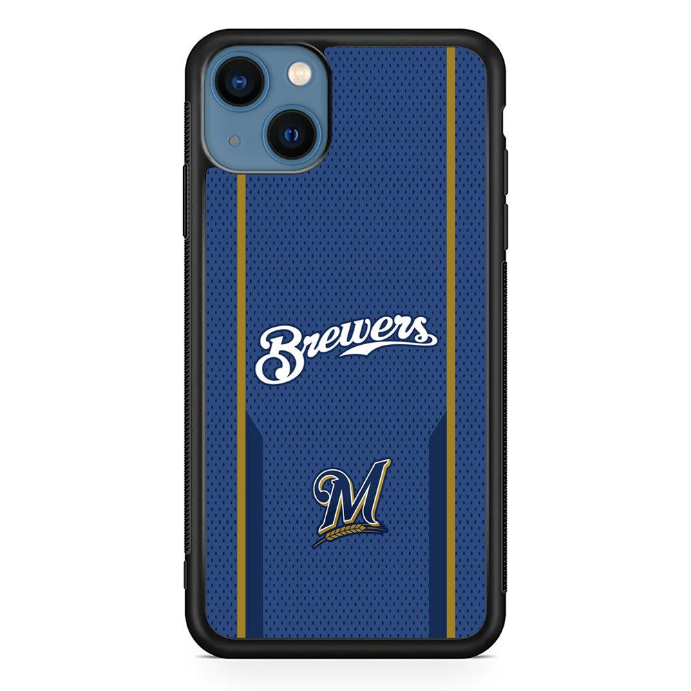 Milwaukee Brewers Golden Pillar iPhone 14 Case-Rubber Black (2D Case)-Oxvistore