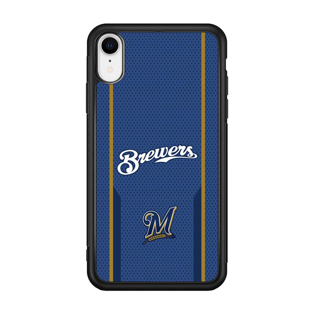 Milwaukee Brewers Golden Pillar iPhone XR Case-Rubber Black (2D Case)-Oxvistore