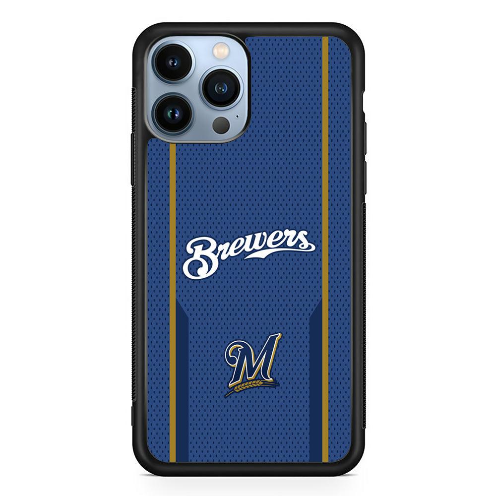 Milwaukee Brewers Golden Pillar iPhone 14 Pro Max Case-Rubber Black (2D Case)-Oxvistore