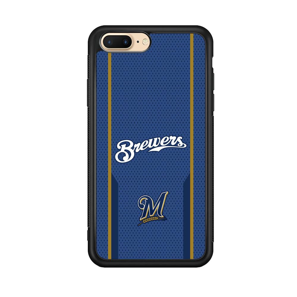 Milwaukee Brewers Golden Pillar iPhone 7 Plus Case-Rubber Black (2D Case)-Oxvistore
