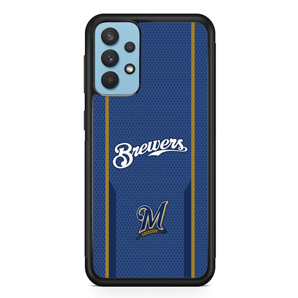 Milwaukee Brewers Golden Pillar Samsung Galaxy A32 Case-Rubber Black (2D Case)-Oxvistore