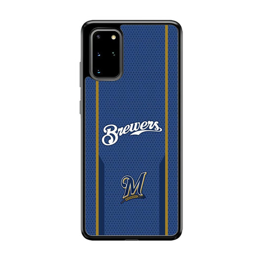 Milwaukee Brewers Golden Pillar Samsung Galaxy S20 Plus Case-Rubber Black (2D Case)-Oxvistore