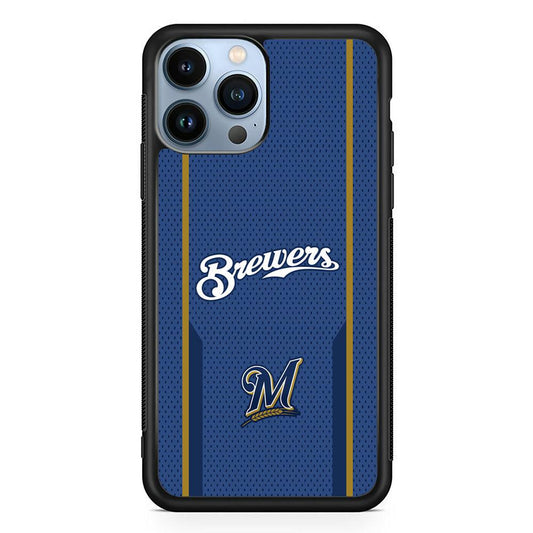 Milwaukee Brewers Golden Pillar iPhone 13 Pro Case-Rubber Black (2D Case)-Oxvistore