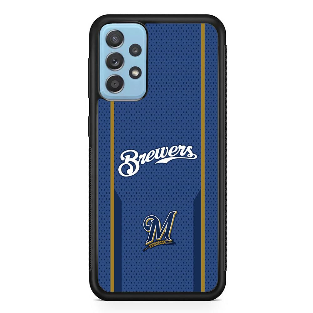 Milwaukee Brewers Golden Pillar Samsung Galaxy A72 Case-Rubber Black (2D Case)-Oxvistore