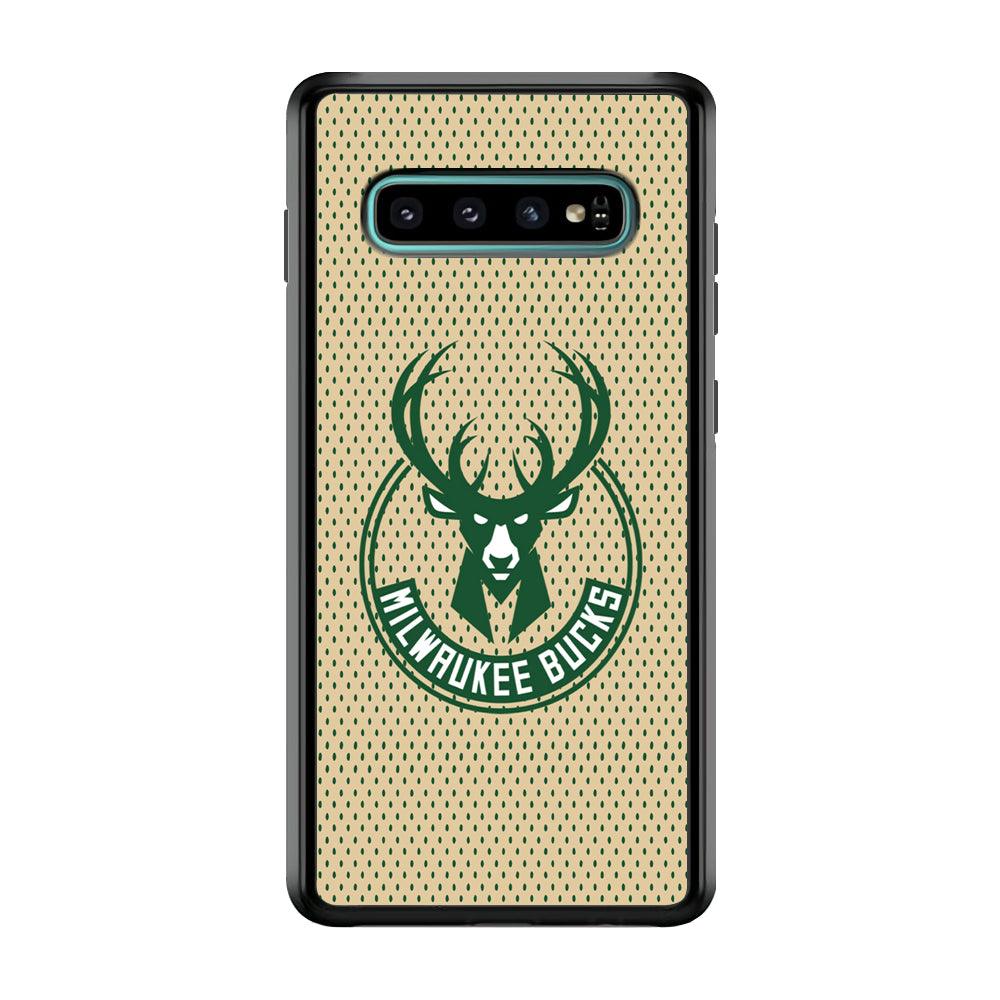 Milwaukee Bucks Grand Patern Samsung Galaxy S10 Case-Rubber Black (2D Case)-Oxvistore