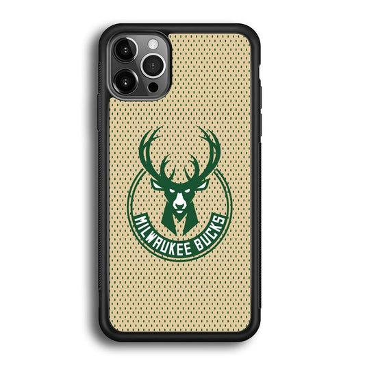 Milwaukee Bucks Grand Patern iPhone 12 Pro Case-Rubber Black (2D Case)-Oxvistore