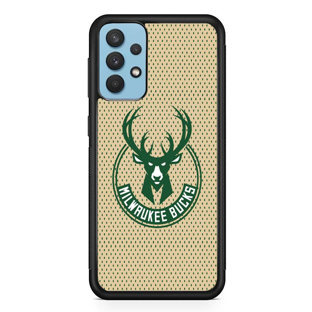 Milwaukee Bucks Grand Patern Samsung Galaxy A32 Case-Rubber Black (2D Case)-Oxvistore