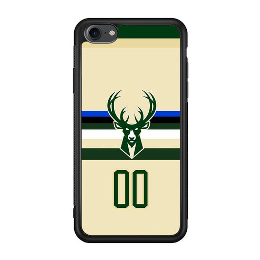 Milwaukee Bucks Light Cream Jersey iPhone 7 Case-Rubber Black (2D Case)-Oxvistore