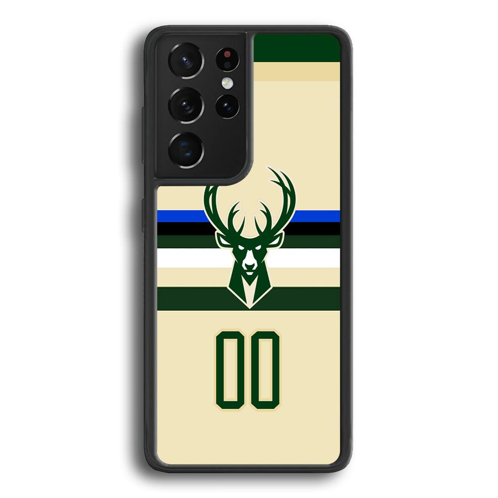 Milwaukee Bucks Light Cream Jersey Samsung Galaxy S22 Ultra Case-Rubber Black (2D Case)-Oxvistore