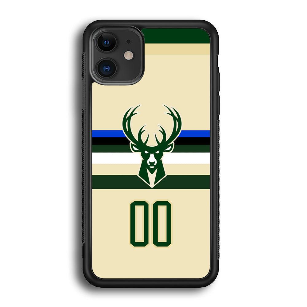 Milwaukee Bucks Light Cream Jersey iPhone 11 Case-Rubber Black (2D Case)-Oxvistore