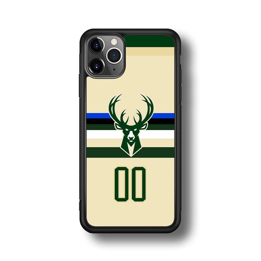 Milwaukee Bucks Light Cream Jersey iPhone 11 Pro Max Case-Rubber Black (2D Case)-Oxvistore