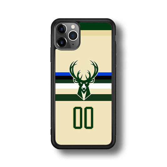 Milwaukee Bucks Light Cream Jersey iPhone 11 Pro Max Case-Rubber Black (2D Case)-Oxvistore