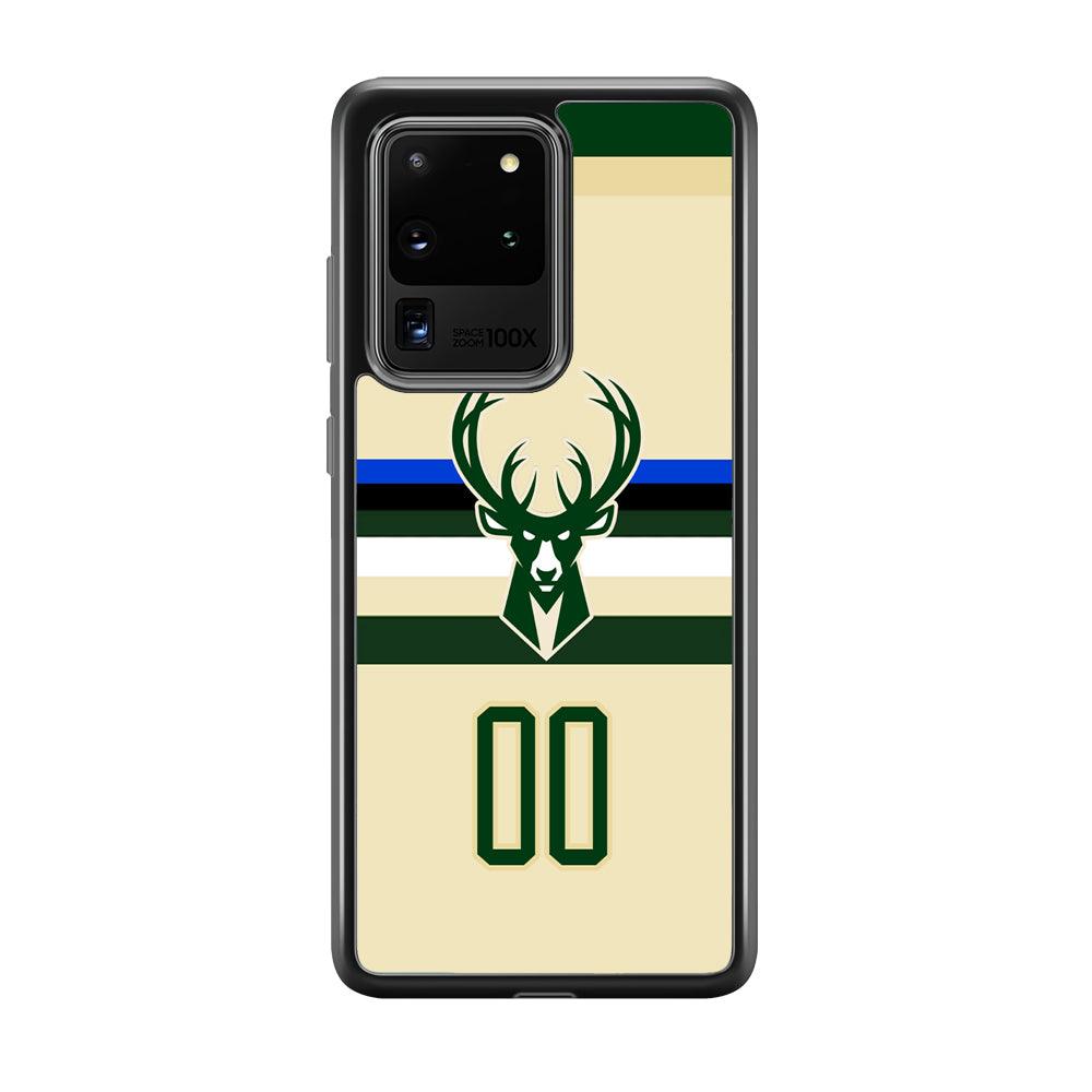 Milwaukee Bucks Light Cream Jersey Samsung Galaxy S20 Ultra Case-Rubber Black (2D Case)-Oxvistore