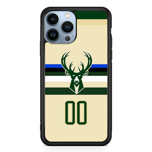 Milwaukee Bucks Light Cream Jersey iPhone 14 Pro Case-Rubber Black (2D Case)-Oxvistore