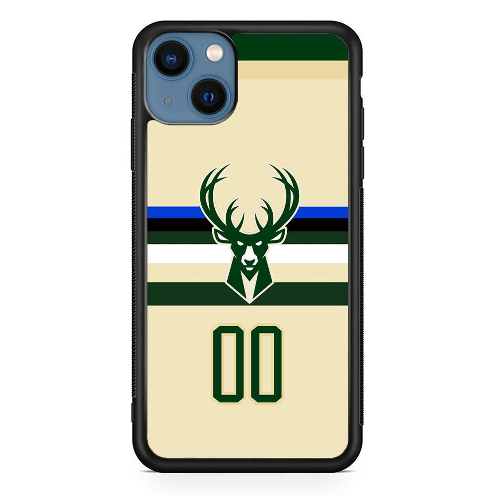 Milwaukee Bucks Light Cream Jersey iPhone 14 Plus Case-Rubber Black (2D Case)-Oxvistore
