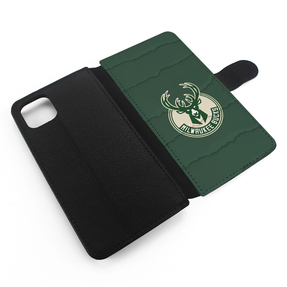 Milwaukee Bucks Logo Flip Wallet Phone Case