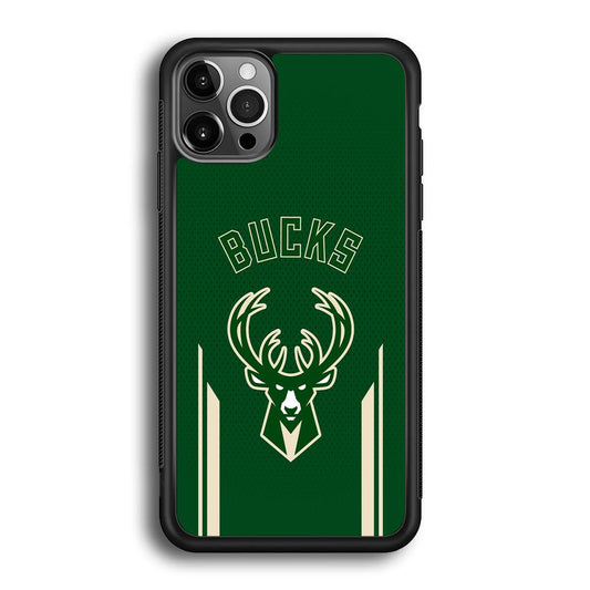 Milwaukee Bucks The Radial Patern iPhone 12 Pro Case-Rubber Black (2D Case)-Oxvistore