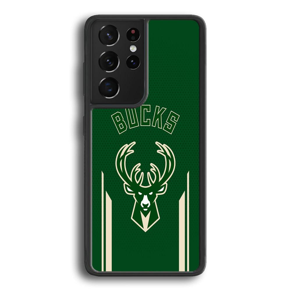 Milwaukee Bucks The Radial Patern Samsung Galaxy S21 Ultra Case-Rubber Black (2D Case)-Oxvistore