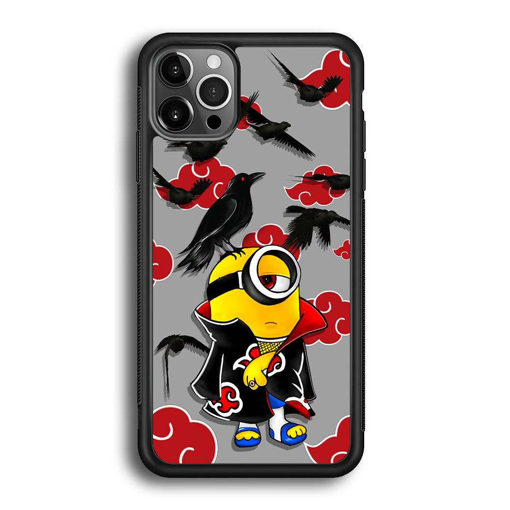 Minions Itachi Mode On iPhone 12 Pro Max Case-Rubber Black (2D Case)-Oxvistore