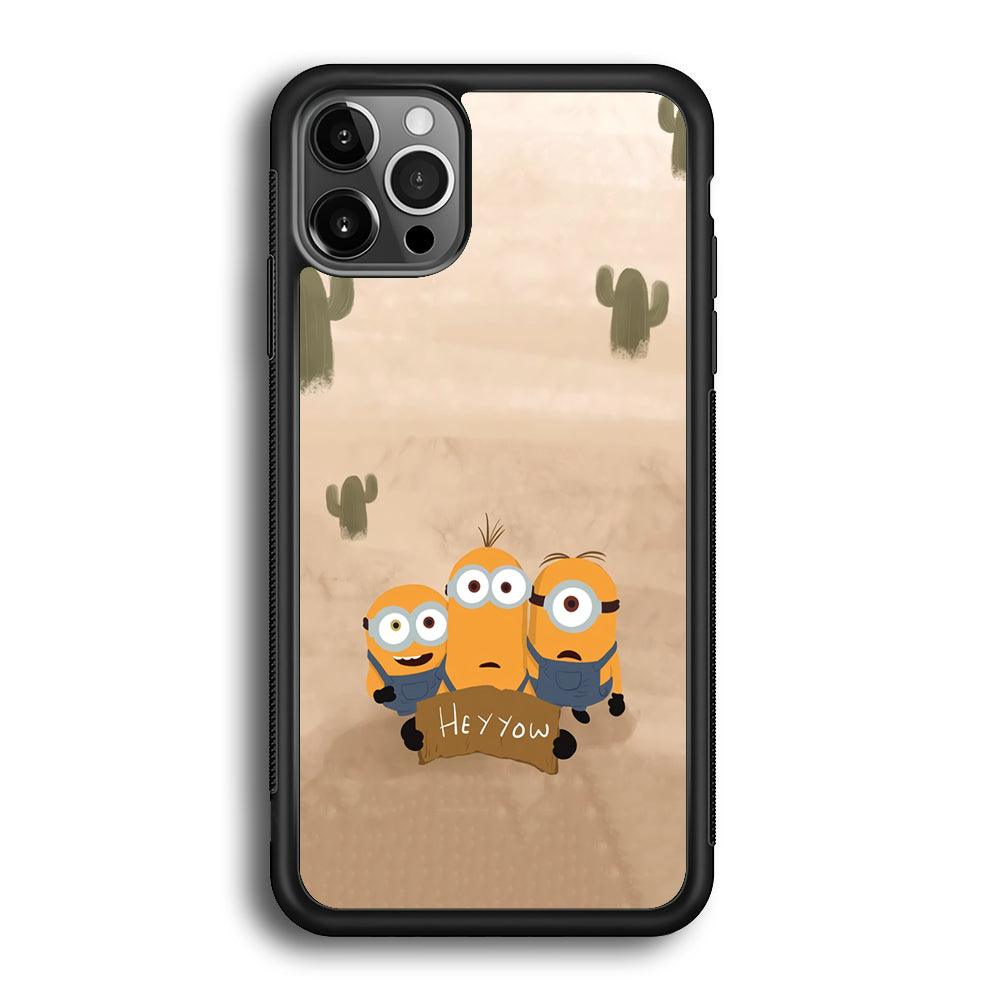 Minions Lost in The Desert iPhone 12 Pro Case-Rubber Black (2D Case)-Oxvistore