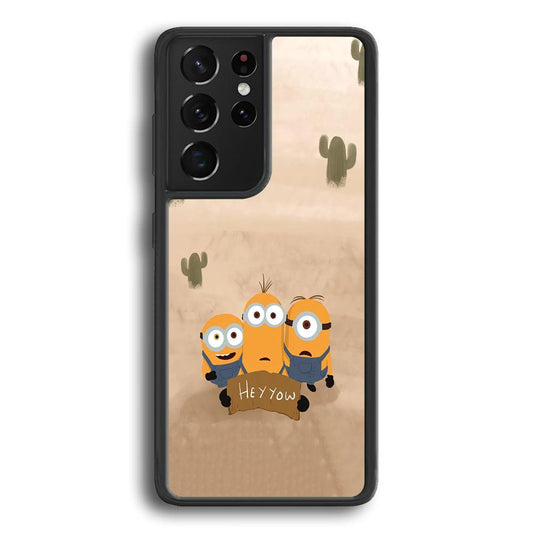 Minions Lost in The Desert Samsung Galaxy S24 Ultra Case-Rubber Black (2D Case)-Oxvistore