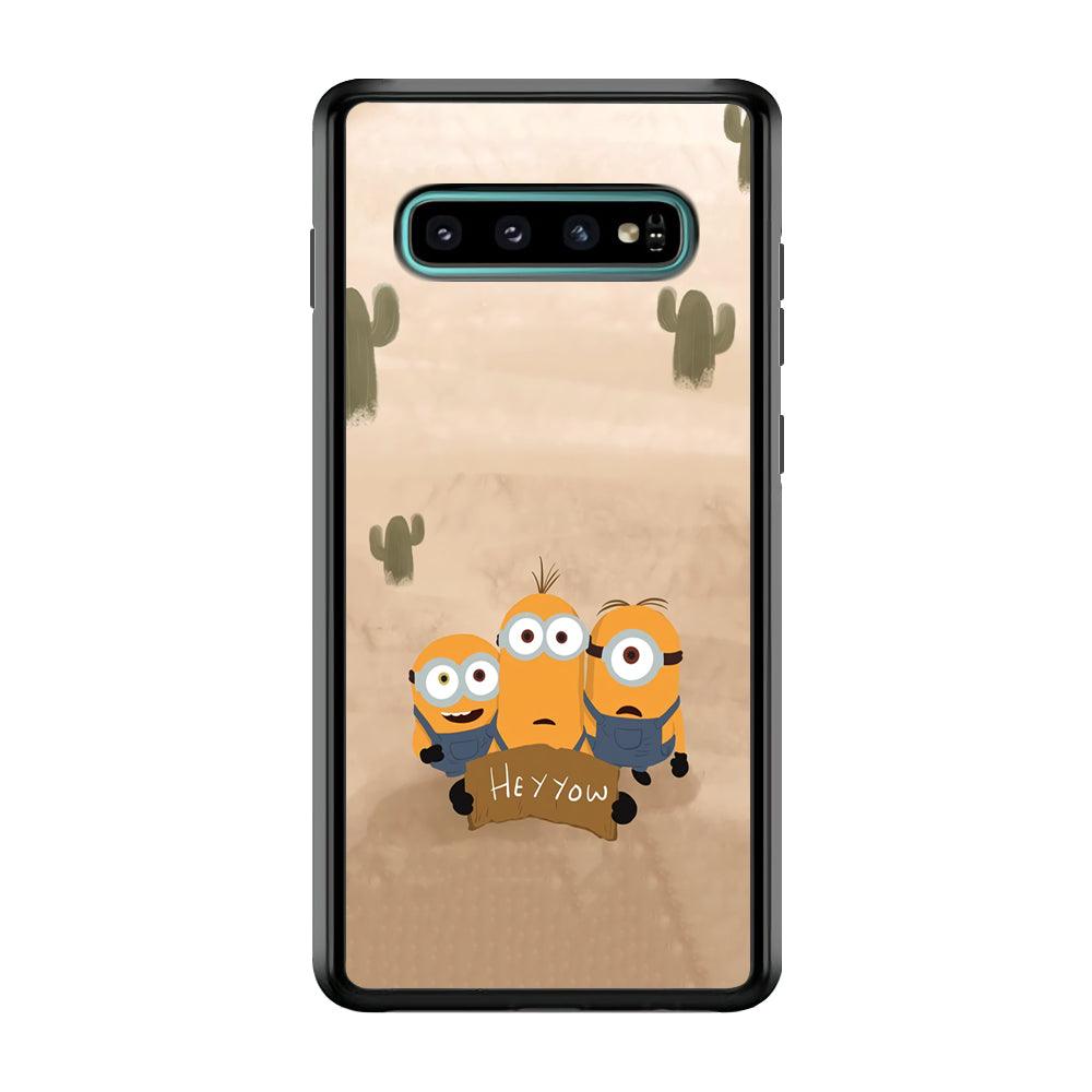 Minions Lost in The Desert Samsung Galaxy S10 Case-Rubber Black (2D Case)-Oxvistore