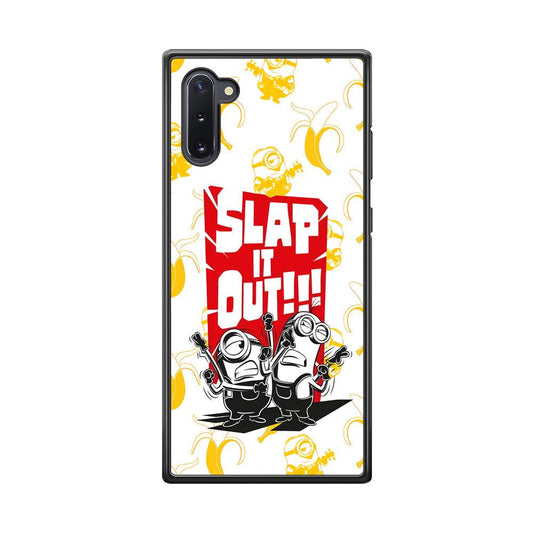 Minions Slap It Out Samsung Galaxy Note 10 Case-Rubber Black (2D Case)-Oxvistore