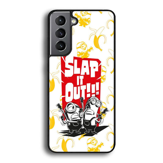 Minions Slap It Out Samsung Galaxy S24 Case-Rubber Black (2D Case)-Oxvistore
