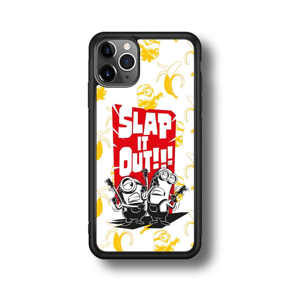 Minions Slap It Out iPhone 11 Pro Max Case-Rubber Black (2D Case)-Oxvistore
