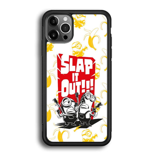 Minions Slap It Out iPhone 12 Pro Case-Rubber Black (2D Case)-Oxvistore