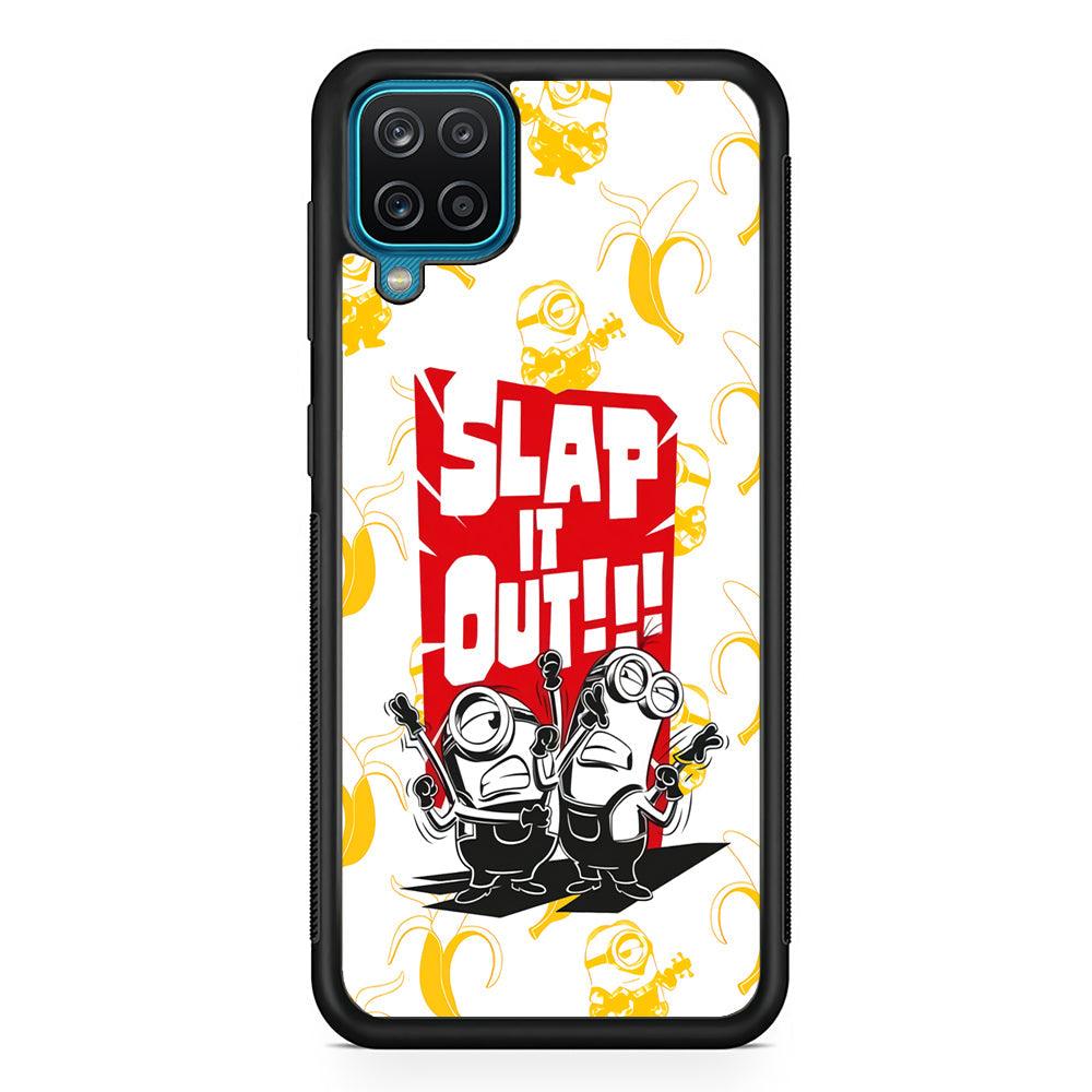 Minions Slap It Out Samsung Galaxy A12 Case-Rubber Black (2D Case)-Oxvistore