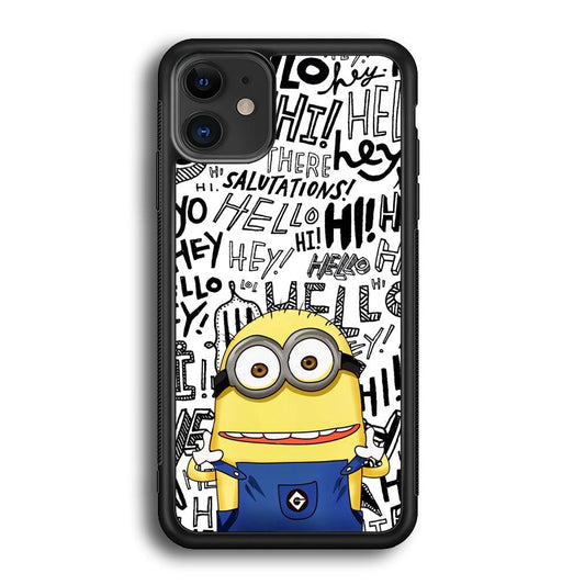 Minions Hail Word iPhone 11 Case-Rubber Black (2D Case)-Oxvistore