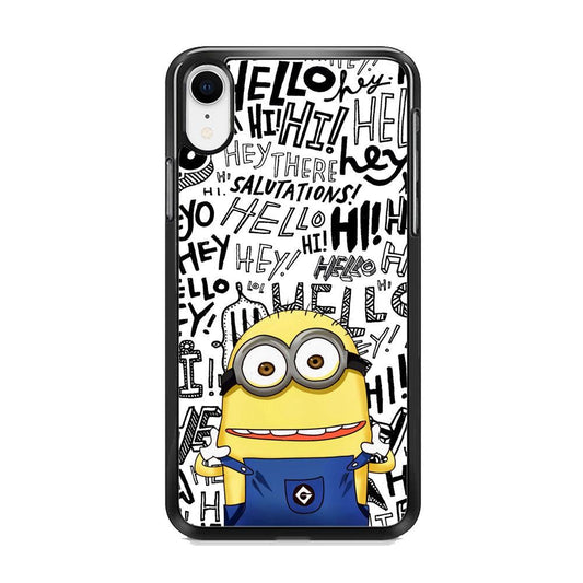 Minions Hail Word iPhone XR Case-Rubber Black (2D Case)-Oxvistore