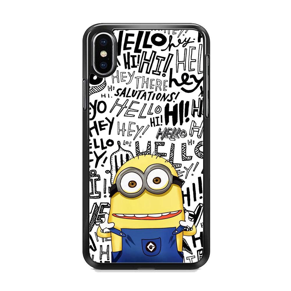 Minions Hail Word iPhone XS MAX Case-Rubber Black (2D Case)-Oxvistore
