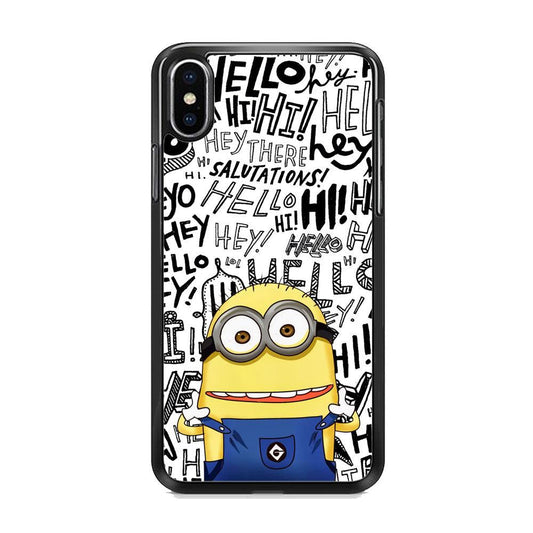 Minions Hail Word iPhone XS Case-Rubber Black (2D Case)-Oxvistore