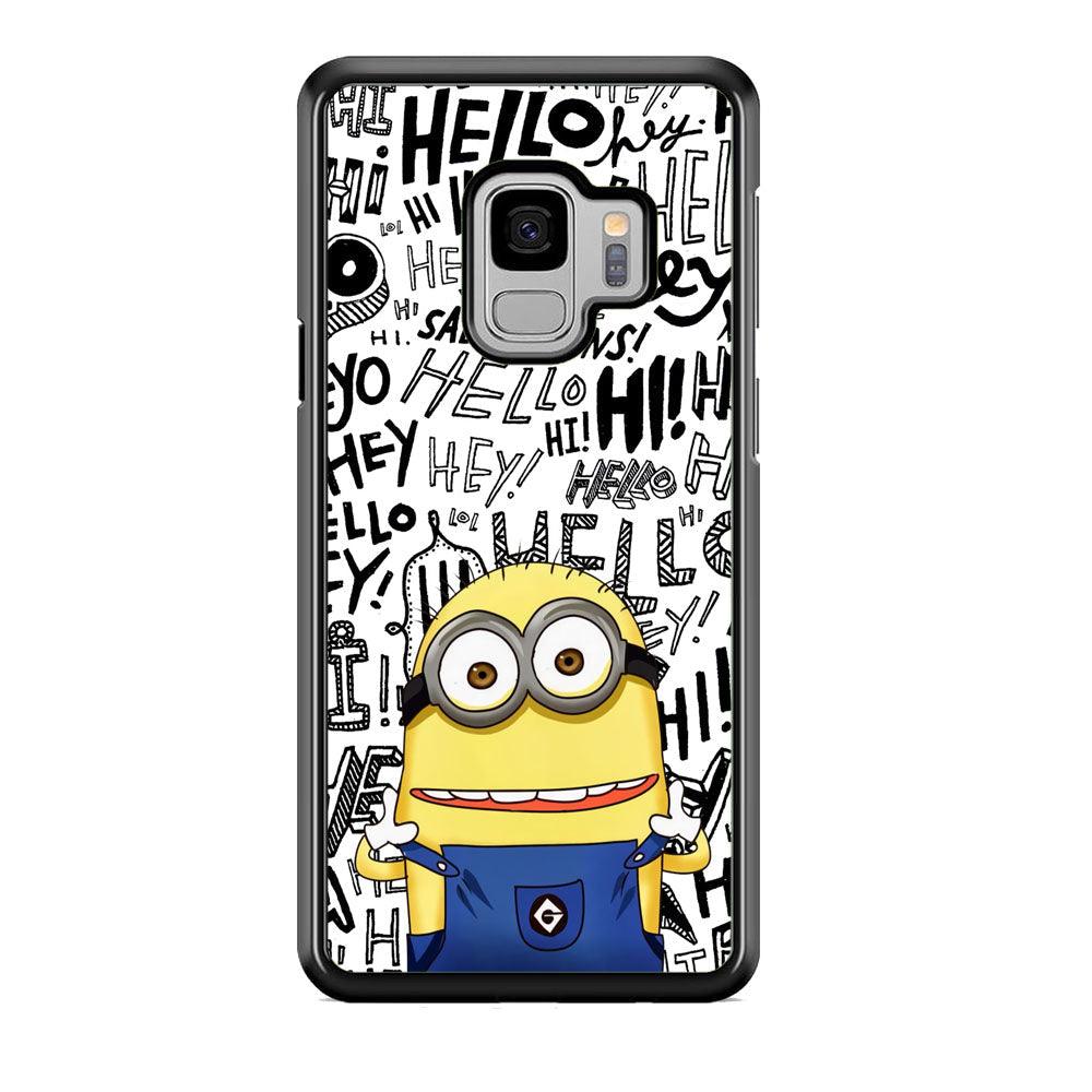 Minions Hail Word Samsung Galaxy S9 Case-Rubber White (2D Case)-Oxvistore