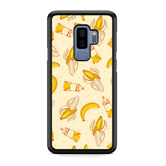 Minions and Banana Patern Samsung Galaxy S9 Plus Case-Rubber Black (2D Case)-Oxvistore