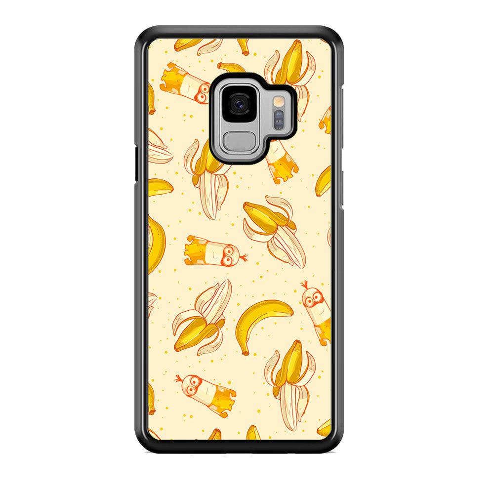 Minions and Banana Patern Samsung Galaxy S9 Case-Rubber Black (2D Case)-Oxvistore