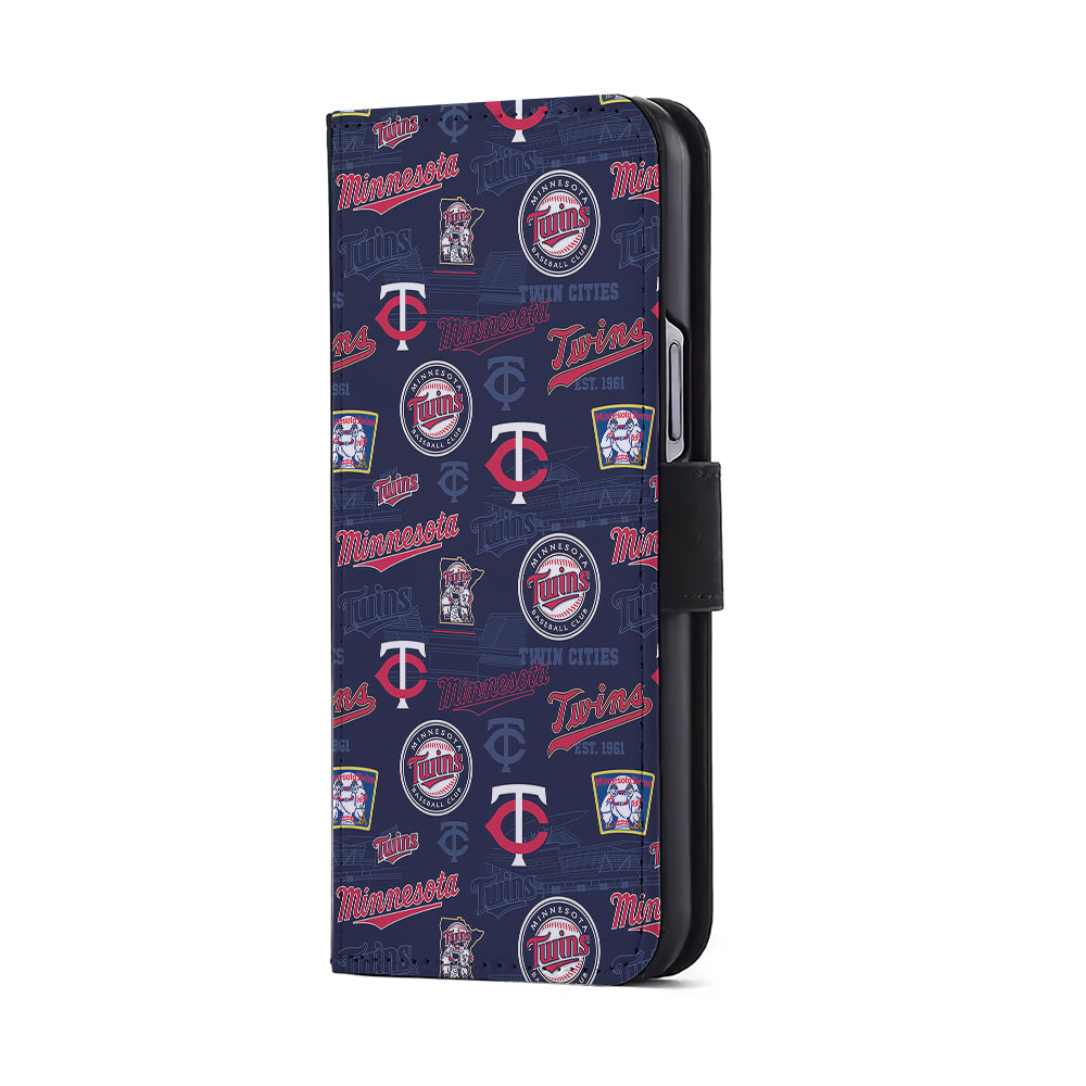 Minnesota Twins Pattern Flip Wallet Phone Case