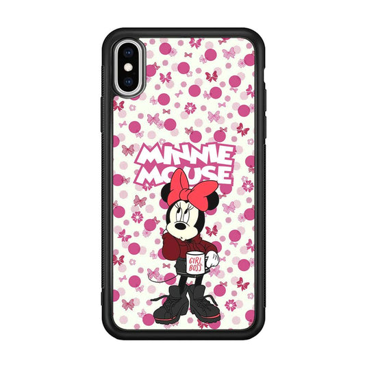 Minnie Mouse is Girl Boss iPhone XS Case-Rubber Black (2D Case)-Oxvistore