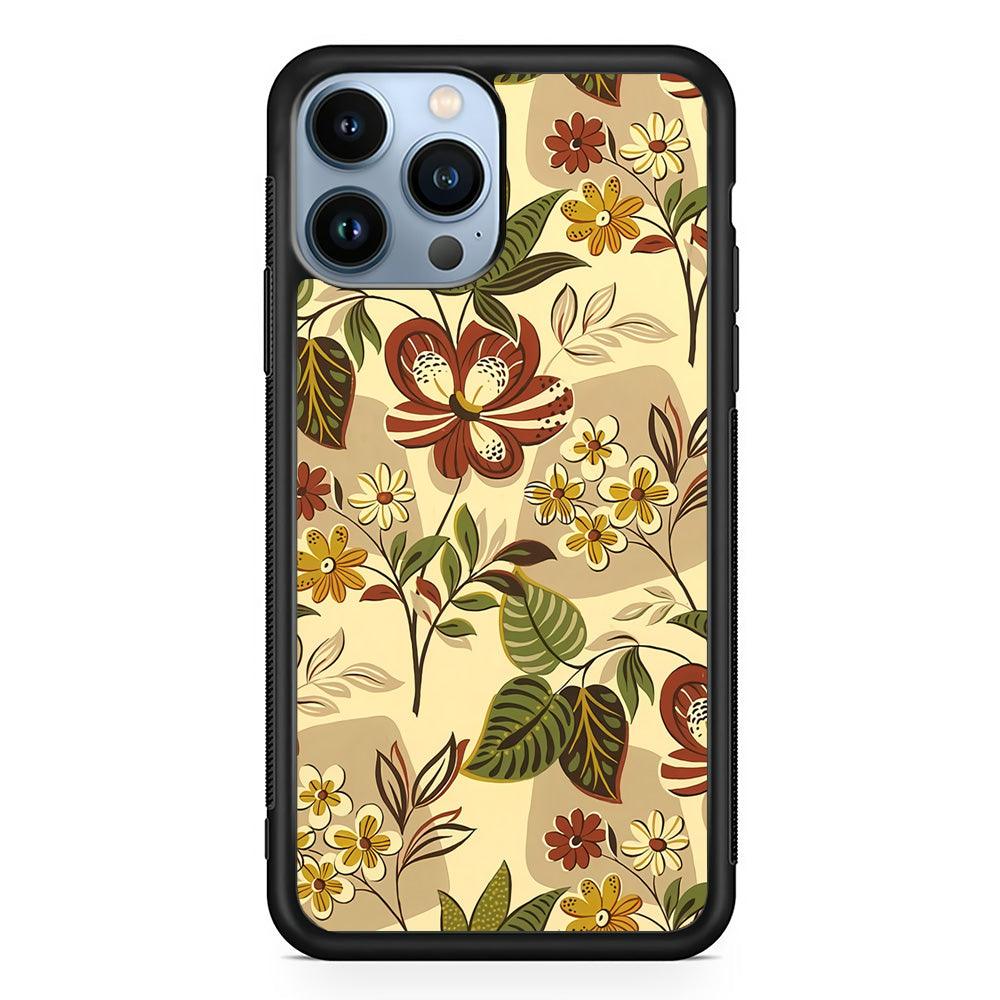 Modern Nature Scratches Hexagon Petals iPhone 13 Pro Case-Rubber White (2D Case)-Oxvistore