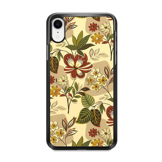 Modern Nature Scratches Hexagon Petals iPhone XR Case-Rubber White (2D Case)-Oxvistore